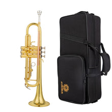 Load image into Gallery viewer, AUROSUS 6331 Bb standard Trumpet - Trumpets for Beginner or Advanced Student w Case Cloth Gloves Brass Musical Instruments For Kids Adults (6331H gold brass)
