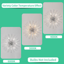 Load image into Gallery viewer, Modern Chrome Sputnik Chandeliers, 9-Light Satellite Pendant Light fixtures, Starburst Firework Ceiling Lights for Bedroom Living Room Dining Room Kitchen Island Hallway, E12 Socket(Dia:19.7'')