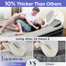 Load image into Gallery viewer, OhGeni Queen Air Mattress with Built in Pump, Blow Up Guest Mattress,Low Noise Surface Portable Colchone Inflable,18" H Air Bed for Family,Black