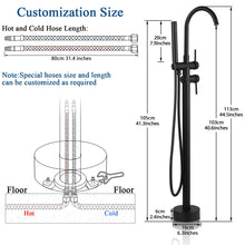 Load image into Gallery viewer, FGKQ Free Standing Tub Faucet Matte Black Floor Mounted Bathroom Bathtub Faucet Set with Hand Shower, 2 Handle Tub Filler
