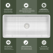 Load image into Gallery viewer, TUKTUK White Farmhouse Sink 33 inch Fireclay Apron Front Single Bowl Kitchen Sink Deep Drop In Farm Sink Undermount with Modern Style Luxury Accessory Kit