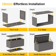 Load image into Gallery viewer, EAST OAK Outdoor Storage Box, 90 Gallon Deck Box, Waterproof Resin Storage Bin for Patio Cushions, Gardening Tools, Lockable, UV Resistant, Grey