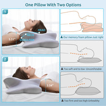 Load image into Gallery viewer, DONAMA Cervical Pillow for Neck and Shoulder,Contour Memory Foam Pillow,Ergonomic Neck Support Pillow for Side Back Stomach Sleepers with Pillowcase