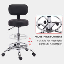 Load image into Gallery viewer, KLASIKA Drafting Swivel Chair with Back Support and Adjustable Footrest Rolling Stool, Multi-Purpose Office Desk Chair for Bar Kitchen Shop, Black