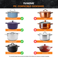 Load image into Gallery viewer, Nuwave Double Cooktop Induction Countertop Burner, Portable, 900 & 1800W, 100°F to 575°F, Large 8” Heating Coil, 50 Pre-Programmed Settings, Shatter-Proof Ceramic Glass, Built-In Safety Auto Shut Off
