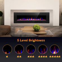 Load image into Gallery viewer, R.W.FLAME 60" Recessed and Wall Mounted Electric Fireplace, Low Noise, Fit for 2 x 6 Stud, Remote Control with Timer, Touch Screen, Adjustable Flame Color and Speed, 750-1500W