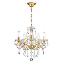 Load image into Gallery viewer, ANJIADENGSHI Mini Crystal Chandelier K9 Crystal Lighting Chandelier for Living Room 5 E12 Bulbs High 16.5 in x Diameter 16.9 in, Golden
