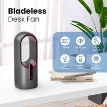 Load image into Gallery viewer, KONSIDEN Desk Fan Bladeless, 11.8 Inch Office Fan Small, Quiet, 3 Speed Adjustment, Touch Control, Easy to Clean, Desk Fans Small Quiet, Ideal for Office, Living Room, Bedroom