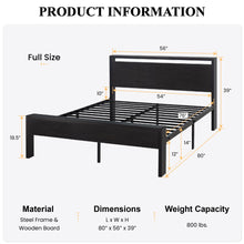 Load image into Gallery viewer, SHA CERLIN 14 Inch Full Size Metal Platform Bed Frame with Wooden Headboard and Footboard, Mattress Foundation, No Box Spring Needed, Large Under Bed Storage, Non-Slip Without Noise, Black Oak