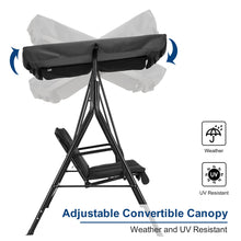 Load image into Gallery viewer, MCombo 3-Person Outdoor Patio Swing Chair, Convertible Canopy Hanging Swing Glider Lounge Chair, Removable Cushions, 4003 (Black)