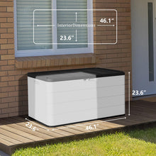 Load image into Gallery viewer, ZZM 110 Gallon Lockable Resin Deck Box, Waterproof Outdoor Storage Box for Patio Cushion Storage Cabinet and Tools Storage, White