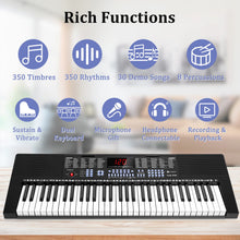 Load image into Gallery viewer, Vangoa 61-Key Light-Up Keyboard Piano for Beginners, 350 Tones & Timbres, 3 Teaching Modes, With Microphone, Black