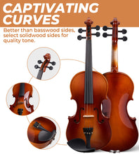 Load image into Gallery viewer, Vangoa Violin 4/4 Full Size Set Fiddle, Handcrafted Starter Acoustic Violins Kit with Solid Wood Side Board, Lightweight Hard Case for Beginners, Teens, Child, Kids Age 12+, Adults, Right Handed