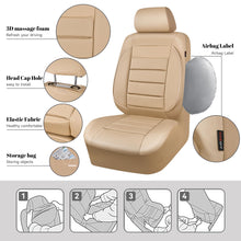 Load image into Gallery viewer, CAR PASS Leather Seat Covers Full Set Universal Water Resistant 3D Foam Back Support, Luxury Comfort Automotive 5 Seat Covers All Season Fit for SUV,Sedan,Van, Airbag Compatible Elegance (Beige)