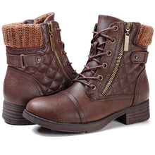 Load image into Gallery viewer, STQ Women's Combat Boots Ankle Boots Fashion Non-Slip Brown 6.5