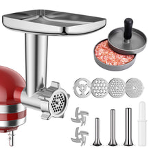 Load image into Gallery viewer, Metal Food Grinder Attachment for KitchenAid Stand Mixers HOZODO Meat Grinder, Sausage Stuffer, Great Attachment for KitchenAid Mixers, Including 3 Sausage Stuffer Accessory, Kitchen aid Meat Grinder