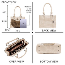 Load image into Gallery viewer, LAVAWA Tote Bag for Women Large Western Purse Ladies Top Handle Shoulder Handbags Vintage Embossed Concho Studs (White)