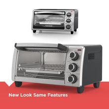 Load image into Gallery viewer, BLACK+DECKER 4-Slice Toaster Oven, Even Toast, 4 Cooking Functions Bake, Broil, Toast and Keep Warm, Removable Crumb Tray, Timer