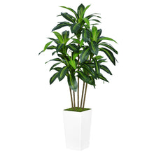 Load image into Gallery viewer, ASTIDY Artificial Dracaena Tree 5FT - Faux Tree with White Tall Planter - Fake Tropical Yucca Floor Plant in Pot - Artificial Silk Tree for Home Office Living Room Decor Indoor