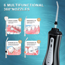 Load image into Gallery viewer, MOCEL Water Dental Flosser Oral Irrigator with 5 Modes, 350ml Cordless Water Teeth Cleaner Pick 6 Tips, IPX7 Waterproof Rechargeable Portable Powerful Battery for Travel & Home Braces & Bridges Care