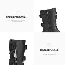 Load image into Gallery viewer, DREAM PAIRS Women's Terran Black Mid Calf Built-in Wallet Pocket Lace up Military Combat Boots Utilitarian - 7 M US