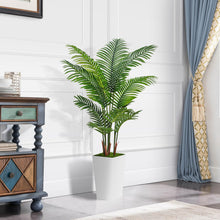 Load image into Gallery viewer, ASTIDY Artificial Palm Tree 5FT - Fake Tree with White Tall Planter - Faux Tropical Areca Floor Plant in Pot - Artificial Silk Plant for Home Office Living Room Decor Indoor