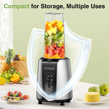 Load image into Gallery viewer, KOIOS Smoothie Blender, Max 1000w Personal Blender for Shakes and Smoothies, 12Pcs Coffee Grinder and Countertop Blenders Combo for Kitchen, Portable Smoothie Blenders with 2x22 oz To-Go Cups, Non-BPA