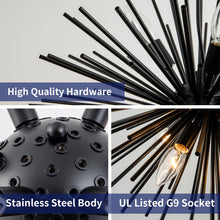 Load image into Gallery viewer, CM MZY Modern Black Sputnik Chandeliers, 9-Light Satellite Pendant Light fixtures, Starburst Firework Ceiling Lights for Bedroom Living Room Dining Room Kitchen Island Hallway, E12 Socket(Dia:19.7'')
