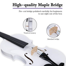 Load image into Gallery viewer, ADM Acoustic Violin for Kids Beginners, Acoustic Violin Fiddle for Teens Students Beginners Violin Starter Kit with Hard Case, Rosin, Shoulder Rest, Bow, Violin Music Stand Strings (White, 3/4 Size)