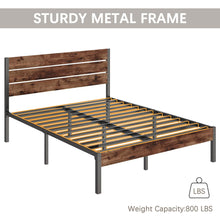 Load image into Gallery viewer, Fluest Queen Bed Frame with Headboard and Footboard, with Under Bed Storage, All-Metal Support System, No Box Spring Needed, Easy Assembly,Rustic Brown
