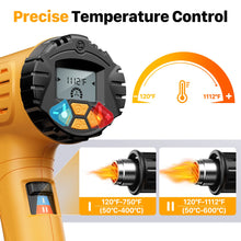 Load image into Gallery viewer, Heat Gun, SEEKONE 1800W Hot Air Gun Kit with Large Digital LCD Display Variable Temperature (122°F-1112°F) Memory Settings and Four Nozzles for Paint Remover/Stripper, Home Improvement/Restoration