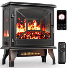 Load image into Gallery viewer, Silonn Electric Fireplace Heater, 5300 BTU Portable Fireplace with App & Remote,24-inch Low Noise Electric Fire Place with 5 Brightness Levels, Temp Control & Timer for Living Room, Bedroom, Black