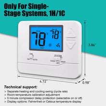 Load image into Gallery viewer, Suuwer Non-Programmable Thermostats for Home 1 Heat/1 Cool Conventional Single-Stage Systems