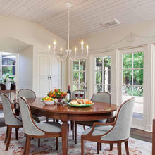 Load image into Gallery viewer, Rviezza French Country Chandelier, 6-Light Antique White Farmhouse Chandelier for Dining Room Lighting Fixtures Hanging, Candle Hanging Pendant Lights for Kitchen Living Room Bedroom Foyer