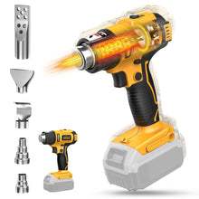 Load image into Gallery viewer, Cordless Heat Gun for Dewalt 20v Battery, LIVOWALNY 350W Fast Heating Soldering Hot Air Gun 122℉-1022℉ Variable Temperature Control with 5 Nozzles for DIY Crafts, Shrink Tubing (No Battery)