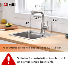 Load image into Gallery viewer, GIMILI Modern Bar Sink Faucet for Kitchen Sink Single Handle with Pull Out Sprayer Hot and Cold Prep Sink Faucet Brushed Nickel