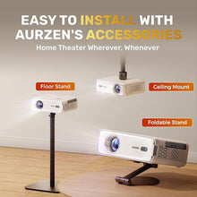 Load image into Gallery viewer, Aurzen EAZZE D1 Smart Projector with WiFi and Bluetooth, Netflix-Officially-Licensed, Auto Focus & Keystone, DoIby Audio, Zoom, Native 1080P Movie, Portable Outdoor Mini Projector, White