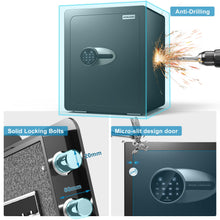 Load image into Gallery viewer, BONANO Fireproof Safe Box, 2.0 Cub Home Safe Fireproof Waterproof with Mute Function & Touch Screen Keypad, Money Safe with Removable Shelf & Led Light, Wall or Floor Mounting Safe for Home Office