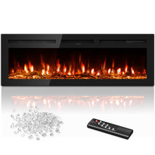 Load image into Gallery viewer, Manastin 60 inch Electric Fireplace in-Wall Recessed and Wall Mounted with Remote Control, 1500/750W Fireplace Heater (60-99ยฐF Thermostat) with 12 Adjustable Color, Timer, Log and Crystal