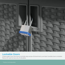 Load image into Gallery viewer, Suncast Lockable Outdoor Cabinet Storage for Patio, Garden and Backyard, 97 Gal, Cool Gray