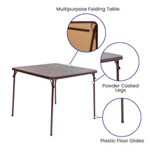 Load image into Gallery viewer, Flash Furniture Madelyn 33.5" Square Folding Multipurpose Card Table with Padded Vinyl Top, Portable Folding Game Table for 4 Players, Brown