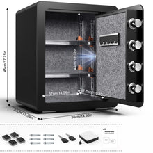 Load image into Gallery viewer, BONANO Fireproof Safe Box, 2.0 Cub Home Safe Fireproof Waterproof with Mute Function & Touch Screen Keypad, Money Safe with Removable Shelf & Led Light, Wall or Floor Mounting Safe for Home Office