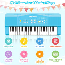 Load image into Gallery viewer, Toy Piano Keyboard for Kids Upgrade Piano Toys for 3 4 5 6 7 8 Year Old Girls Boys Keyboard Piano for Beginners Electric Piano with Microphone Toys for 3+ Year Old Kids Gifts (Blue)