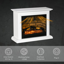 Load image into Gallery viewer, HOMCOM 31" Electric Fireplace with Dimmable Flame Effect and Mantel, Freestanding Space Heater with Log Hearth and Remote Control, 1400W, White