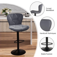 Load image into Gallery viewer, Nalupatio Modern Bar Stools Set of 2, Adjustable Faux Leather Upholstered Swivel Bar Stools, Counter Height Bar Chairs with Back for Kitchen Island, Dark Grey