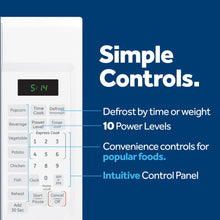 Load image into Gallery viewer, GE GCST14S1WWW Microwave Oven,1,100-watt 7 Auto Cooking Settings, Kitchen Essentials for The Countertop, Dorm Room or Apartment, Child-Lock Technology 1.4 Cu. Ft, White