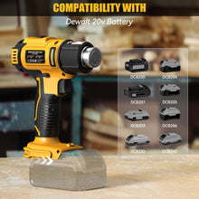 Load image into Gallery viewer, Cordless Heat Gun for Dewalt 20v Battery, LIVOWALNY 350W Fast Heating Soldering Hot Air Gun 122℉-1022℉ Variable Temperature Control with 5 Nozzles for DIY Crafts, Shrink Tubing (No Battery)