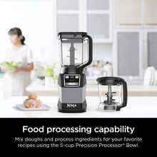 Load image into Gallery viewer, Ninja Blender, Compact Kitchen System, 1200W, 3 Functions for Smoothies, Dough & Frozen Drinks with Auto-IQ, 72-oz.* Blender Pitcher, 40-oz. Processor Bowl & 18-oz. Single-Serve Cup, Grey, AMZ493BRN