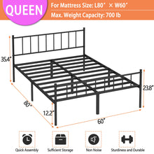 Load image into Gallery viewer, DIIYIV Queen Bed Frame-Classic Metal Platform Bed Frame,Mattress Foundation with Steel Slat Support,Under Bed Storage,No Box Spring Needed, Easy Assembly, Queen Size Bed Frame