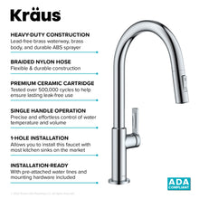 Load image into Gallery viewer, KRAUS Oletto Single Handle Pull Down Kitchen Faucet in Chrome, KPF-2820CH